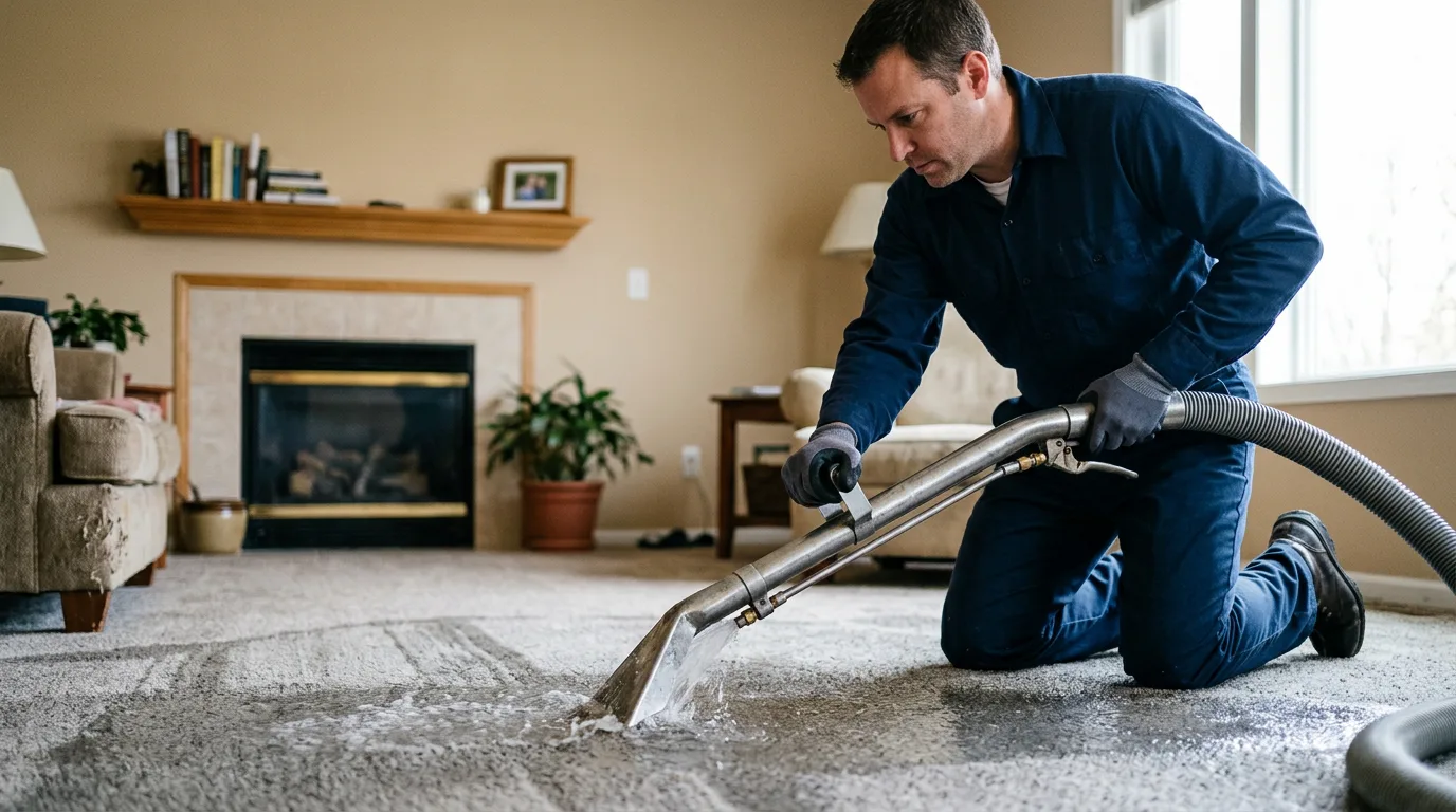Water damage restoration technician working near Oakland, OR
